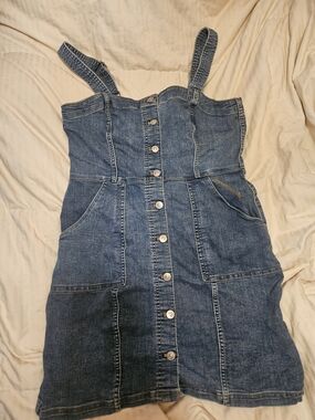 Divided Denim Button-Front Mini Dress in Blue